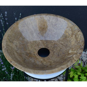 Custom Marble Sink, Handcrafted Noce Brown Travertine Sink, Marble Bathroom Sink, Vanity Top Sink, Marble Vessel Sink, Natural Stone Sink