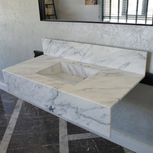 Custom Calacatta Marble Sink, Marble Vanity Top, Marble Countertop Calacatta Marble, Bathroom Sink,Handmade Marble Bathroom Sink
