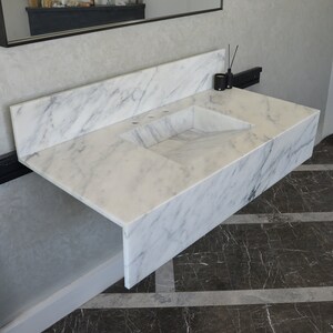 Custom Calacatta Marble Sink, Marble Vanity Top, Marble Countertop Calacatta Marble, Bathroom Sink,Handmade Marble Bathroom Sink