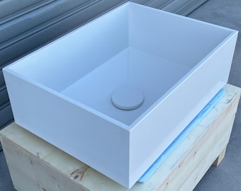 Handcrafted White Quartz Bathroom Vanity Sink: Wall Mount or Vanity Top