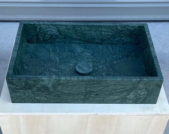 Handmade Verde Guatemala Marble Sink: Custom Natural Stone Bathroom Sink