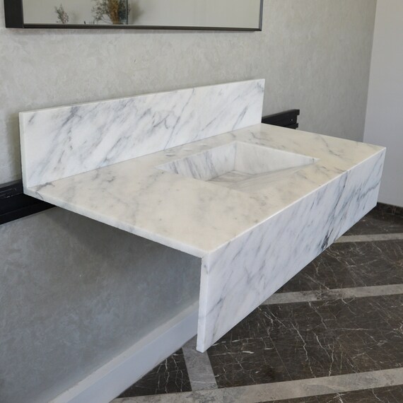 Handmade Calacatta Marble Bathroom Sink: Custom Vanity Top