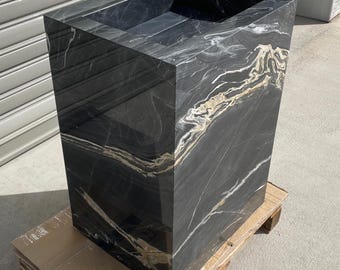 Handmade Nero Picasso Marble Pedestal Sink: Custom Bathroom Vanity