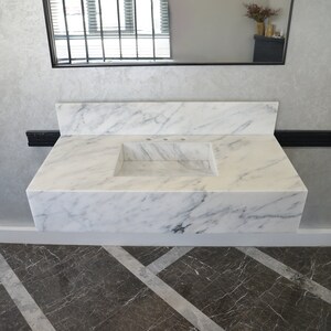 Custom Calacatta Marble Sink, Marble Vanity Top, Marble Countertop Calacatta Marble, Bathroom Sink,Handmade Marble Bathroom Sink