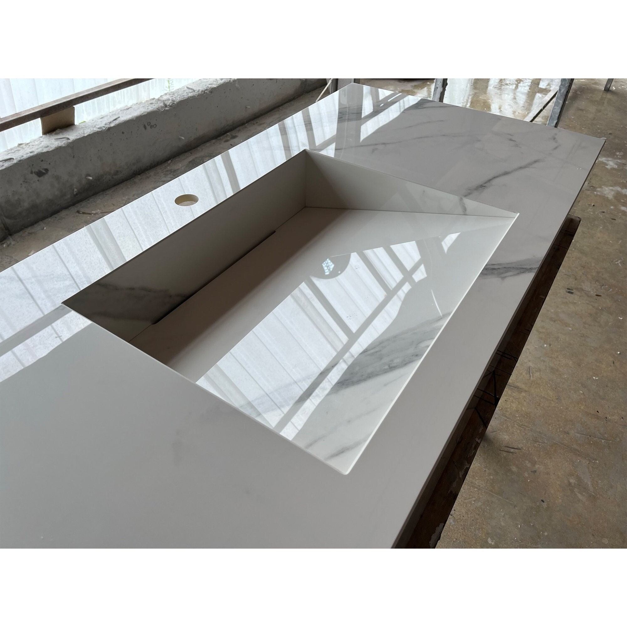 Custom Extra Statuario Porcelain Sink, Custom Bathroom Countertop, Kitchen Sink, Marble Look Sink Basin, Stone Vessel Sink, Vanity Top Sink
