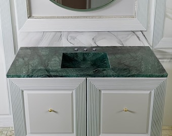 Handmade Verde Guatemala Marble Sink: Custom Natural Stone Bathroom Vanity
