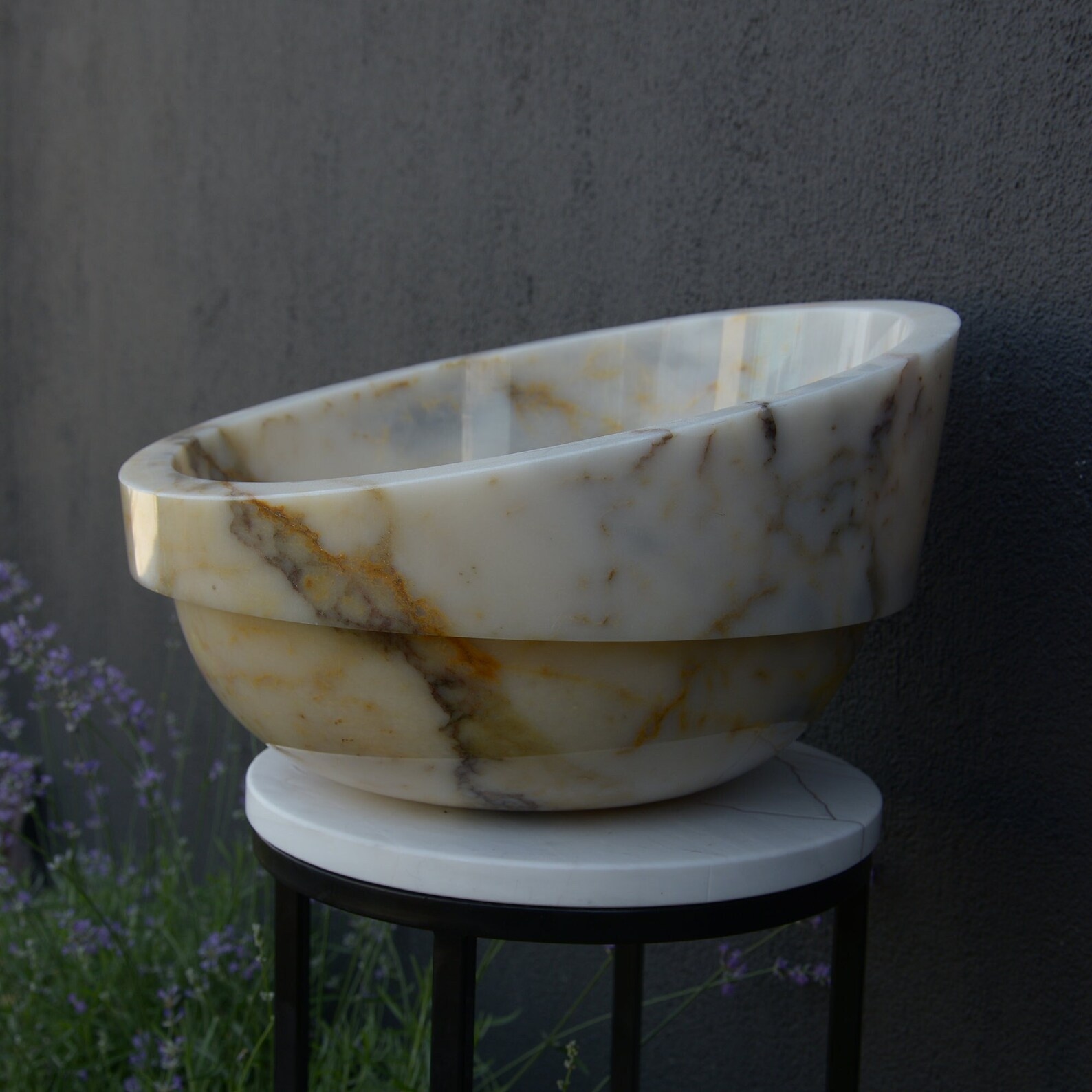 Handcrafted Veined Marble Sink, Bowl Sink, Vessel Sink, Marble Bathroom