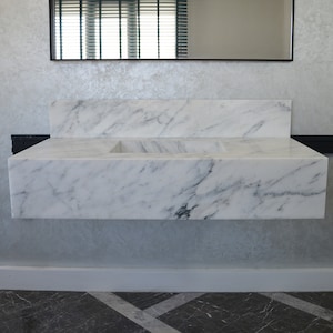Custom Calacatta Marble Sink, Marble Vanity Top, Marble Countertop Calacatta Marble, Bathroom Sink,Handmade Marble Bathroom Sink