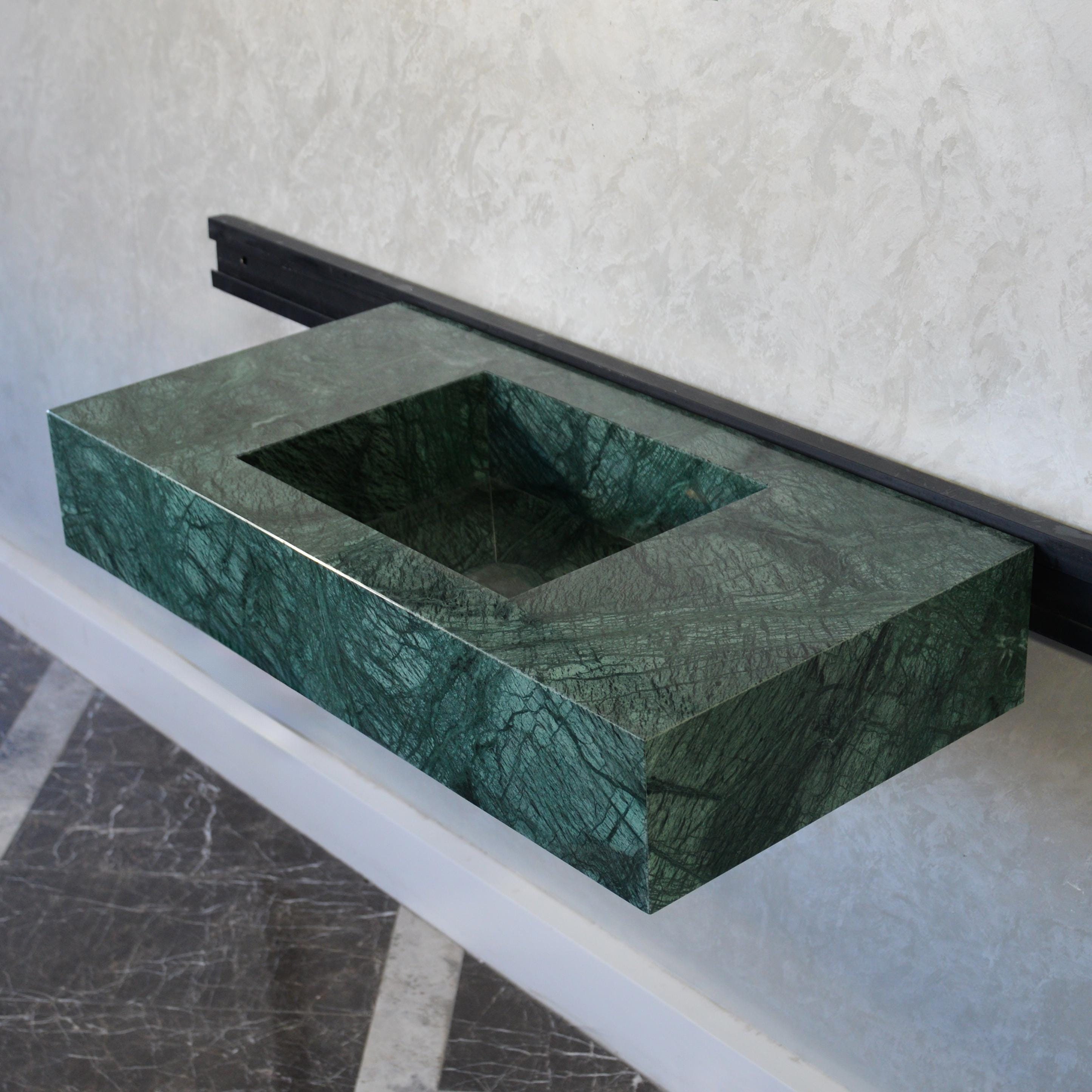Custom Marble Sink Verde Guatemala, Handmade Natural Marble Sink, Verde Guatemala Marble Design, Natural Stone Bathroom Sink, Marble Sink