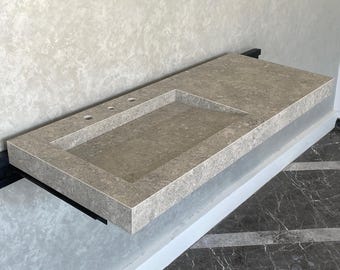 Handcrafted Custom Dekton Grigio Porcelain Bathroom Sink: Custom Vanity Top or Wall Mount