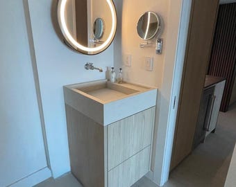 Handmade Infinity Chianca Di Ostuni Porcelain Sink: Marble Look, Custom Bathroom Vanity