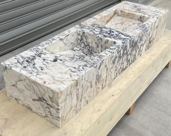 Handmade Calacatta Viola Marble Sink: Custom Vanity Top