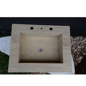 Handmade Custom Travertine Sink, Turkish Travertine Vanity Top Sink, Sink For Bathroom, Marble Vessel Sink, Marble Sink