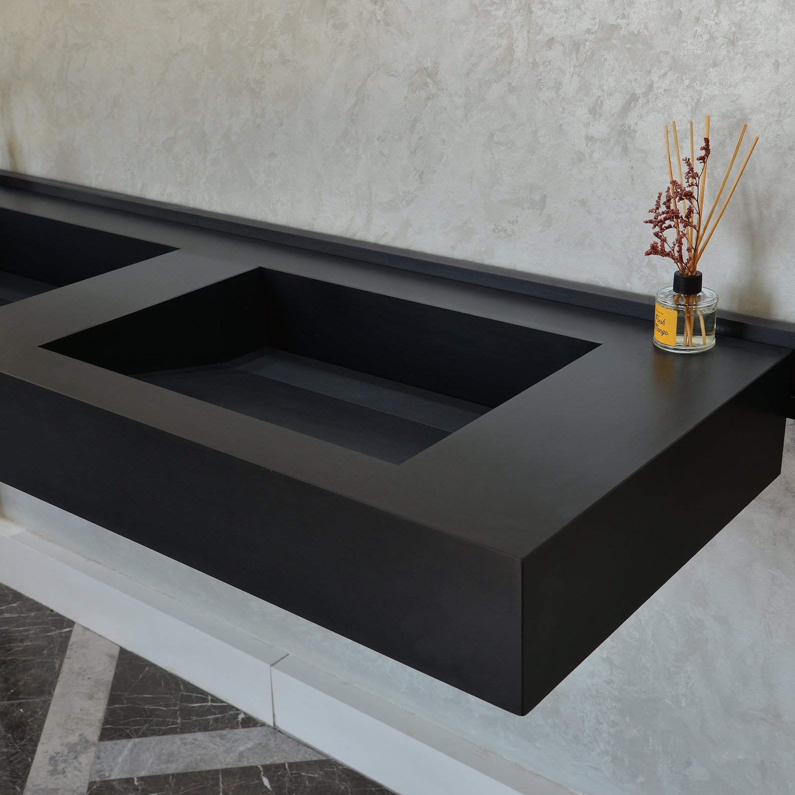 Custom Infinity Total Black Double Sink, Porcelain Sink, Engineered ...