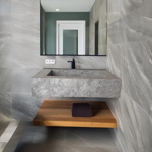 Custom Marble Sink, Handmade Custom Tundra Grey Marble Sink, Marble Vanity Top Sink, Sink For Bathroom, Marble Vessel Sink, Marble Sink