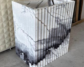 READY TO SHIP! Handcrafted Lilac Marble Pedestal Sink, Free-Standing Bathroom Vanity
