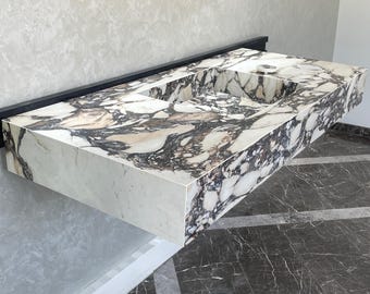 Handcrafted Calacatta Viola Porcelain Sink: Custom Vanity Top