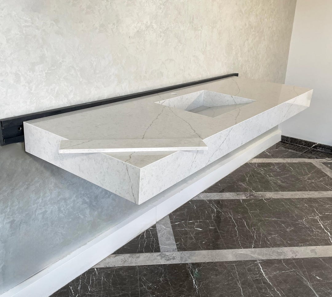 Custom Quartz Countertop, Bathroom Countertop, Vessel Sink, Sink ...