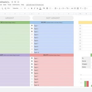 Eisenhower Matrix Template | Task Priority Matrix | Google Sheets | Spreadsheet | Urgent-Important Matrix | Decision Matrix | Productivity