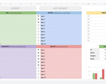 Eisenhower Matrix Template | Task Priority Matrix | Google Sheets | Spreadsheet | Urgent-Important Matrix | Decision Matrix | Productivity