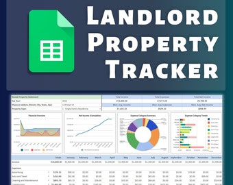 Landlord Rental Property Spreadsheet Template Google Sheets | Rental Income & Expense Tracker | Landlord Tracker | Real Estate Sheet