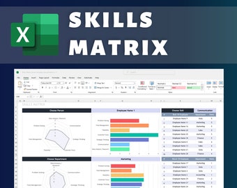 Skills Matrix | Excel Template | Skills Gap Analysis | Excel Tool for HR | Team Skill Matrix | Skills Assessment | Competency Matrix