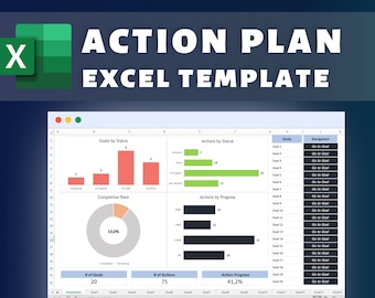 Action Plan | Excel Template | Action Plan Template | Action Plan Worksheet | Action Plan Tracker | Goal Planner Worksheet