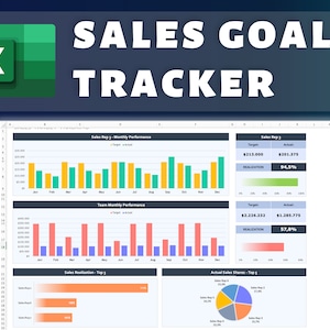 Tracker voor verkoopdoelen | Excel-sjabloon | Target Tracker voor verkopers | Tracker verkoopdoelen | Tabel met verkoopdoelen | Target-tracking voor verkopers