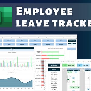 Employee Leave Tracker | Excel Template | Leave Management Excel | Time Off Tracking | Vacation Planner | PTO Tracker | Leave Calendar