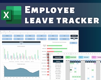 PTO Tracker | Employee Leave Tracker | Excel Template | Leave Management Excel | Time Off Tracking | Vacation Planner | Leave Calendar