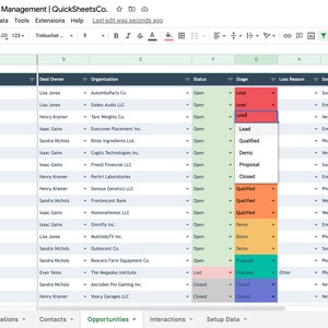 CRM-sjabloon | Google Spreadsheets-clienttracker | Database voor klantrelatiebeheer | Spreadsheet voor leadtracking | Organisator van klantenlijsten