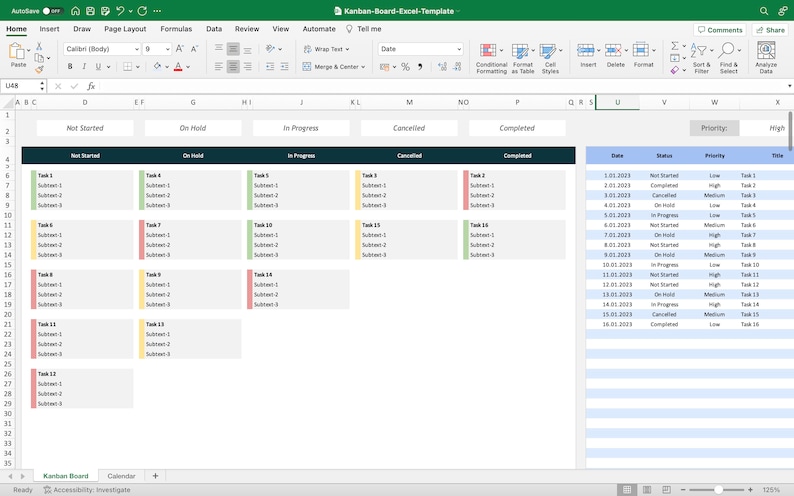 Kanban Board Excel Template | Task Tracker | Project Management | Gantt ...