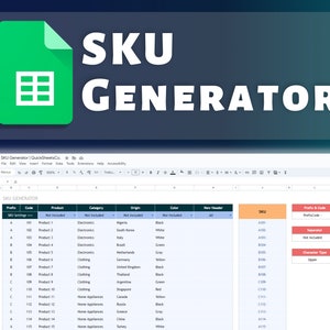 SKU Generator Google Sheets Template | Generate Unique Codes for Efficient Inventory Control