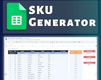 SKU Generator Google Sheets Template | Generate Unique Codes for Efficient Inventory Control