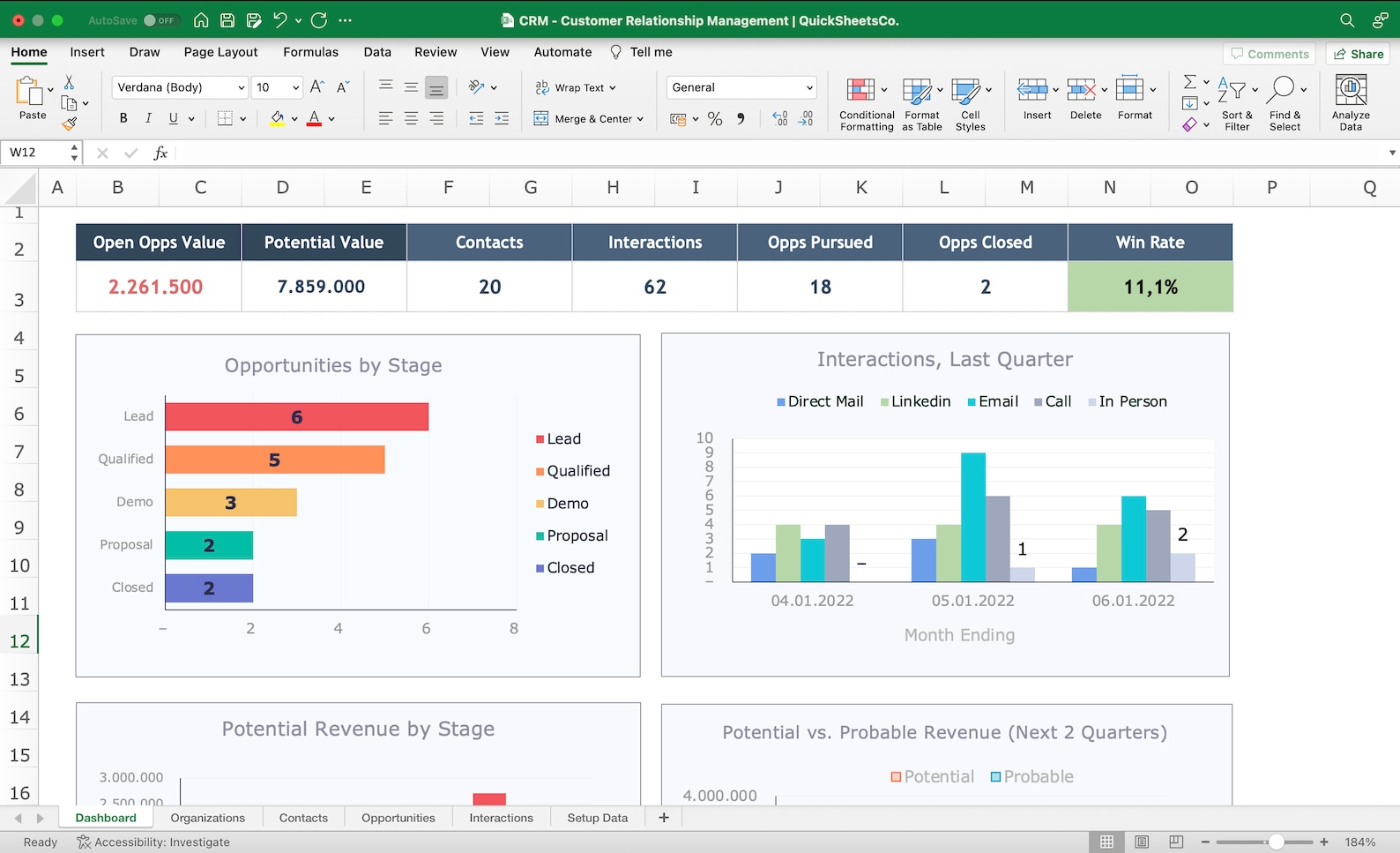 CRM Excel Template Client Tracker Spreadsheet Customer Relationship