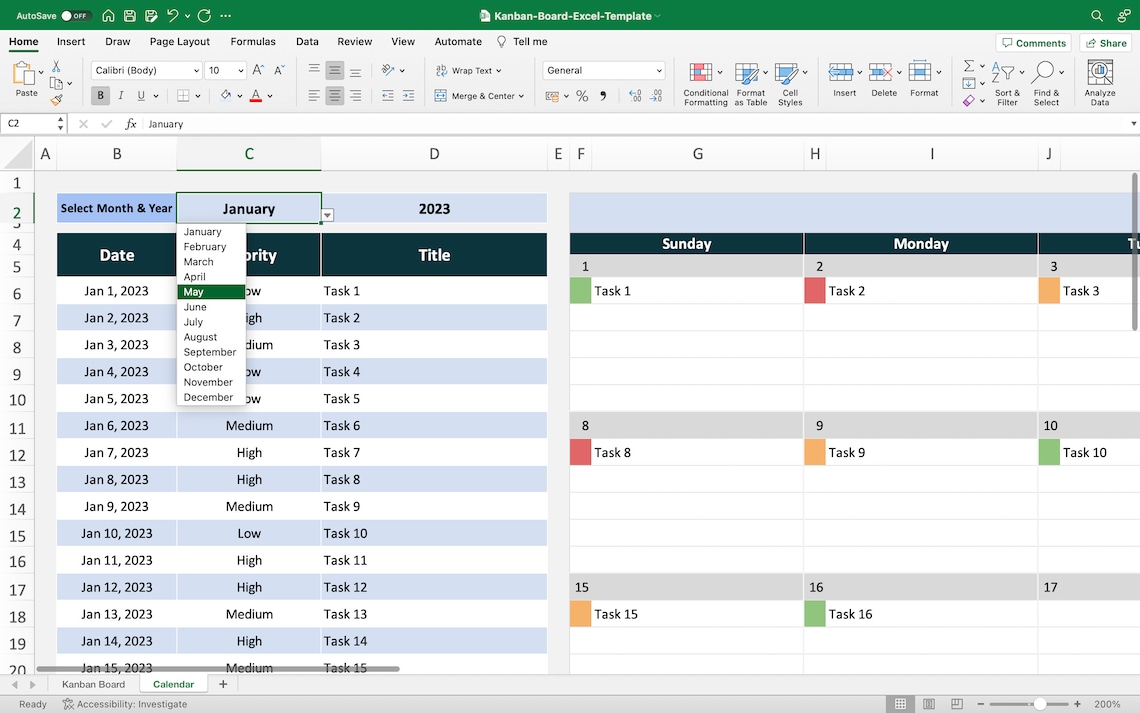 Kanban Board Excel Template Task Tracker Project - Etsy