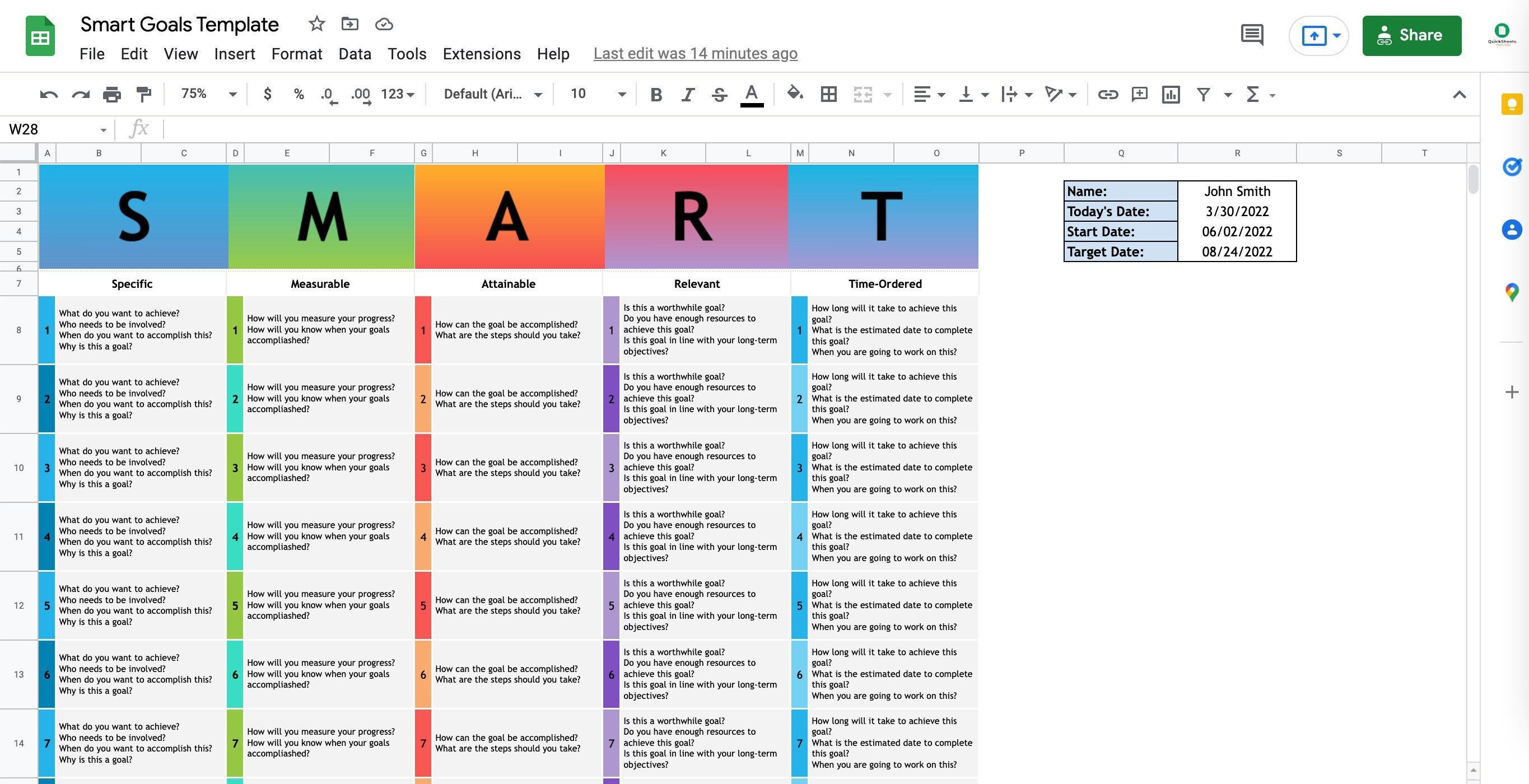 Smart Goals Template Excel Smart Goals Template Excel