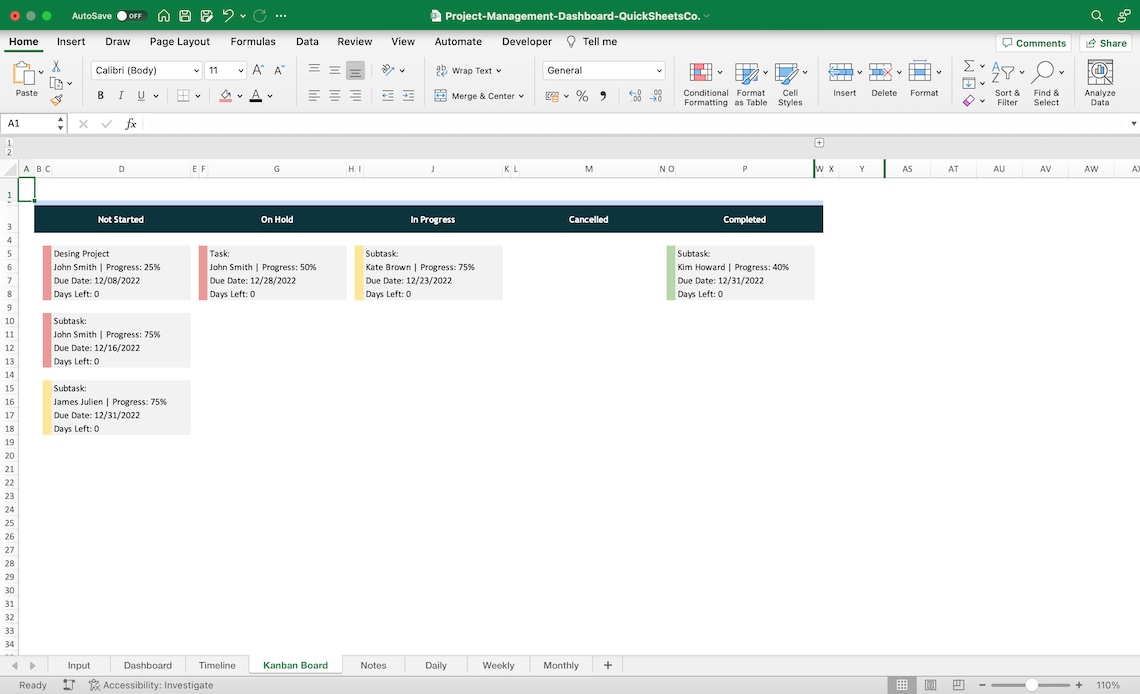 Project Management Dashboard Excel Template | Automatic Dashboard ...