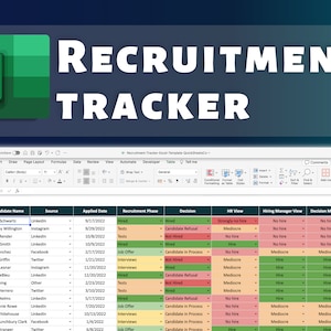 Recruitment Tracker Excel Template | Applicant Tracking Spreadsheet | Hiring Pipeline | Recruitment Dashboard