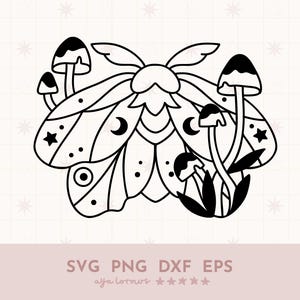 Motte svg, Cottage Kern svg, Pilz svg, Schmetterling svg, Schmetterlingsvektor, mystische svg, Doodle svg Schnittdateien, magische svg