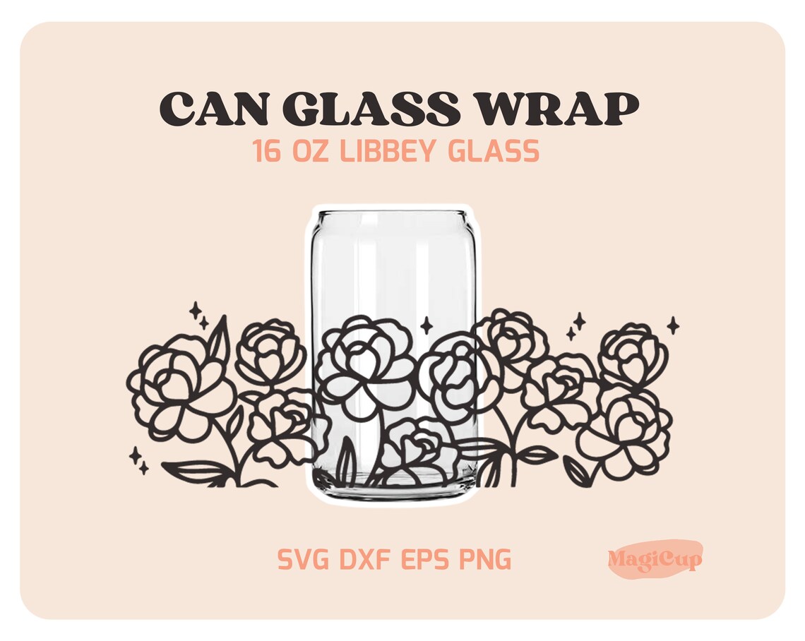 Can Glass Svg Peonies Svg Beer Can Glass Svg Libbey Glass Etsy
