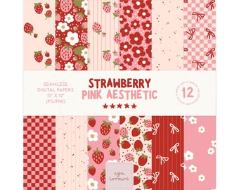 Strawberry Seamless Pattern, Strawberry Seamless File, Strawberry Digital Paper, Cute Seamless Strawberry Print, Red Strawberry Background