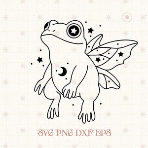 Grenouille svg, Cottage core svg, fichier svg Cottagecore grenouille, grenouille mignonne png, Kawaii grenouille svg, grenouille mystique couper fichier, Doodle svg, fée svg grenouille