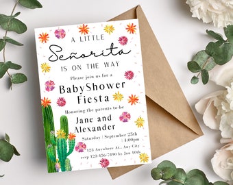 Little Senorita Baby Shower Invite Fiesta Floral Girl Baby Shower Invitation Template Señorita Mexican Theme Cactus Editable File Printable