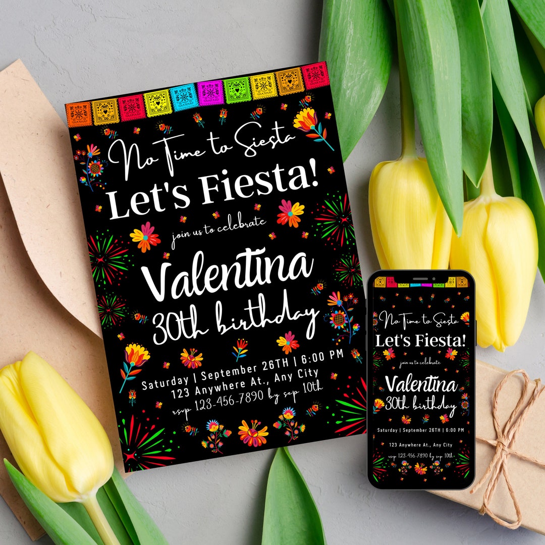 Feista Invitation Fiesta Invitation Fiesta Birthday Invitation No Siesta Lets Fiesta I'm ...