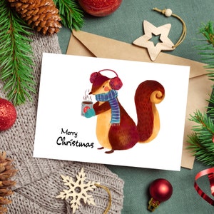 Aquarel Kerstkaart Koffie Kerstkaart Koffie Kerstmis Grappige kerstkaarten Hilarische kerstkaarten Individuele kerstkaart
