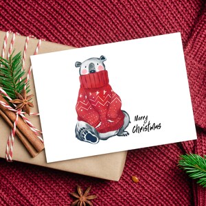 Aquarel Kerstkaart Horizontaal Vrolijk Kerstbord Grappige Kerstkaarten Hilarische Kerstkaarten Individuele Kerstkaart