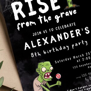 Zombies Birthday Invitation Zombie Kids Birthday Zombies 3 Invitation ...