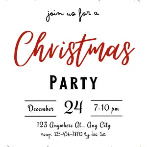 Editable Invitation Christmas Evite Christmas Invitation PDF Invitation ...