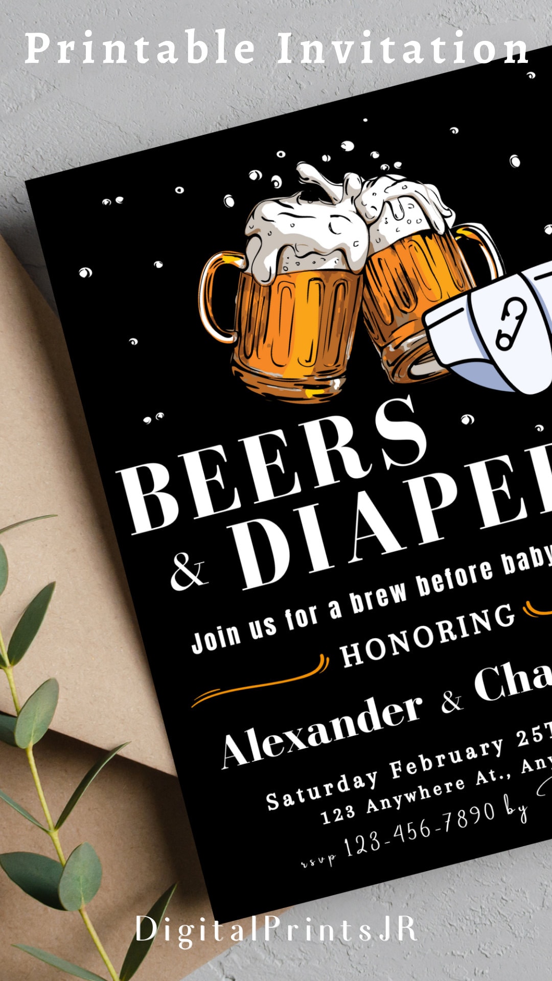 Beer and Diapers Invite Diaper Party Invitation Beer Diapers and Beer